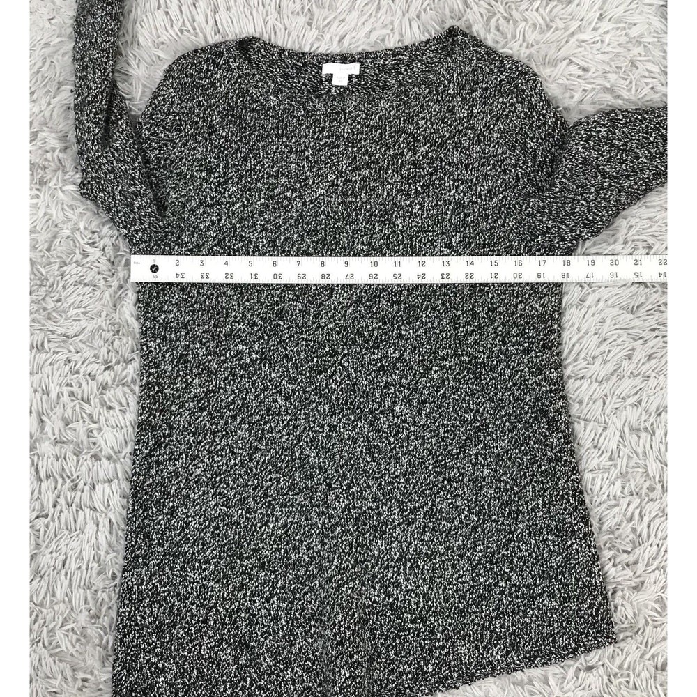 J. Jill Asymmetrical Hem Sweater Marled Black Gray Knit Wool XS Oversized - Picture 6 of 8